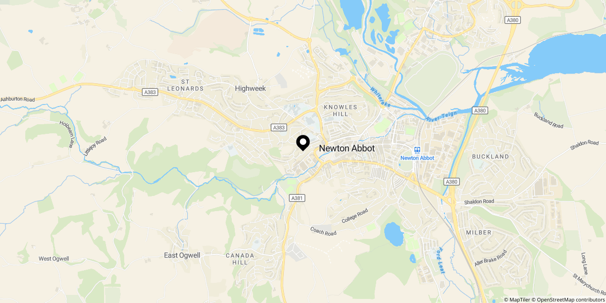 Approximate location of Bradley Lane, Newton Abbot, TQ12 1LZ