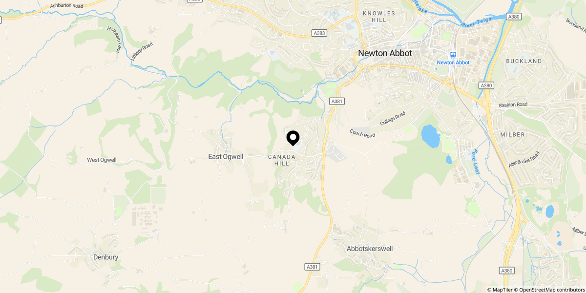 Approximate location of Coniston Road, Ogwell