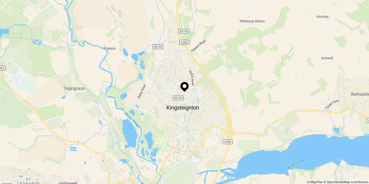 Approximate location of Rydon Estate, Kingsteignton