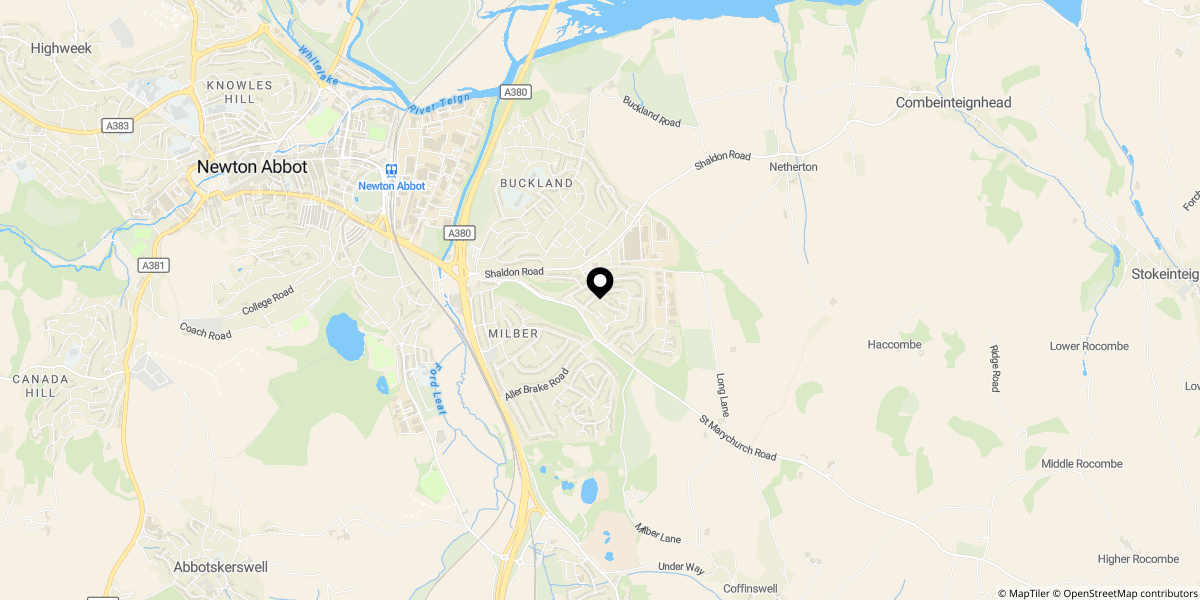 Approximate location of Audley Rise, Newton Abbot