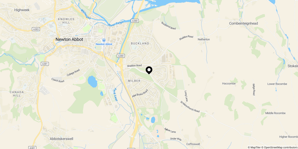 Approximate location of Newtake Rise, Newton Abbot