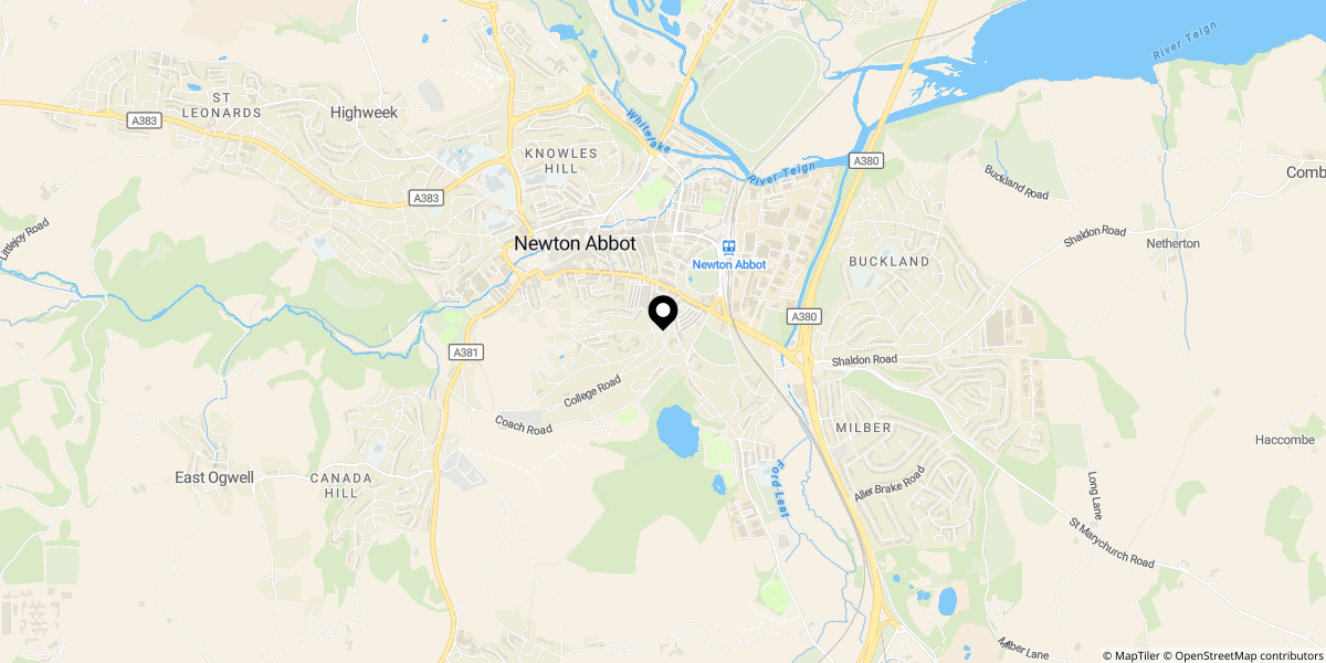 Approximate location of Forde Park, Newton Abbot, TQ12 1DD