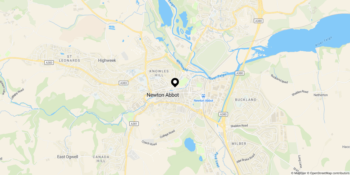 Approximate location of Elm Road, Newton Abbot