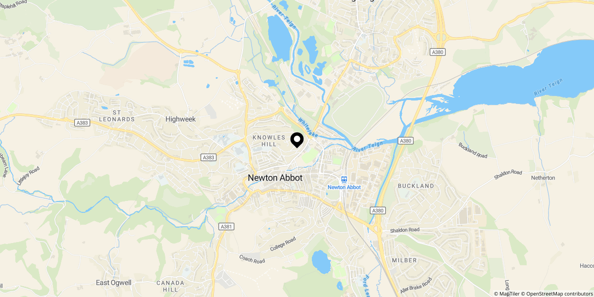 Approximate location of Teign House, Kingsteignton Road, Newton Abbot, TQ12 2QQ