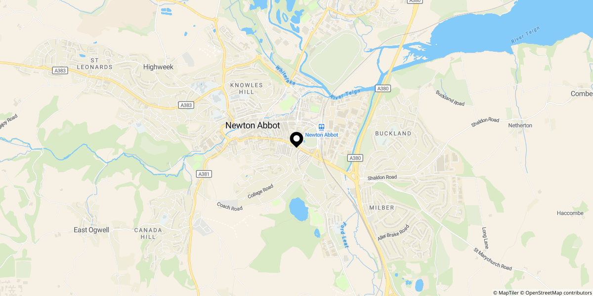 Approximate location of Torquay Road, Newton Abbot, TQ12 2HY