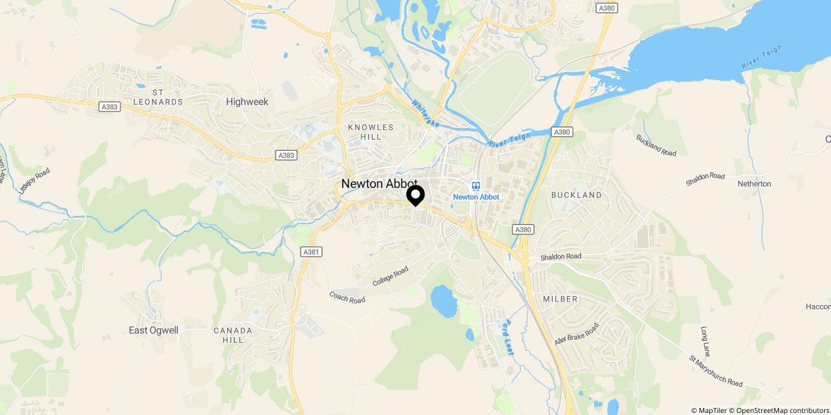 Approximate location of Hilton Road, Newton Abbot