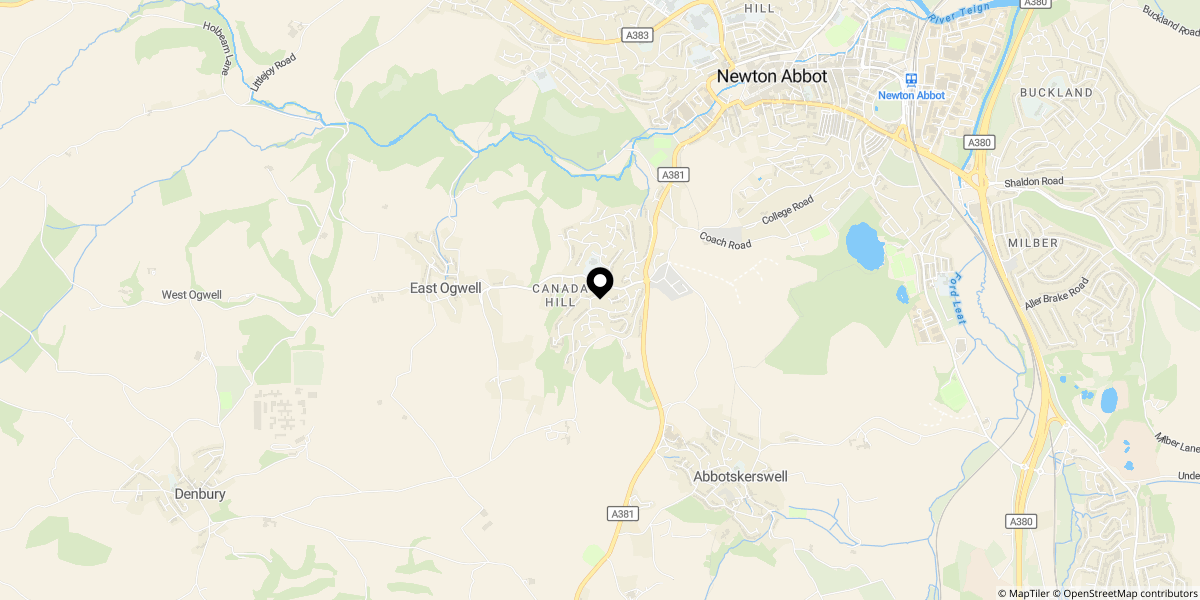 Approximate location of Luxton Road, Ogwell