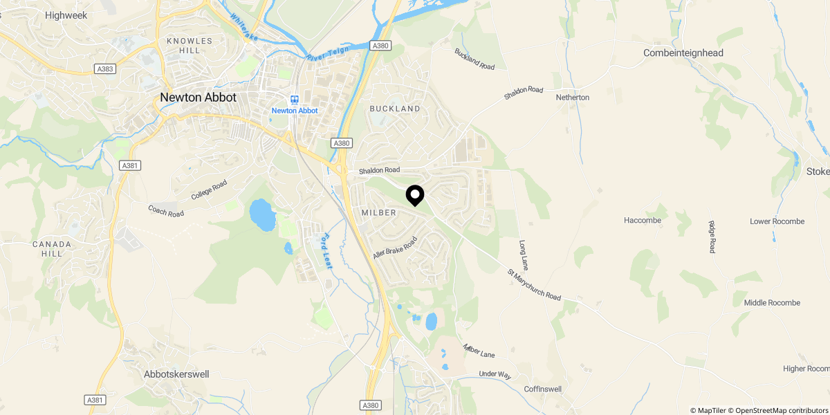 Approximate location of Aller Brake Road, Newton Abbot, TQ12 4NL
