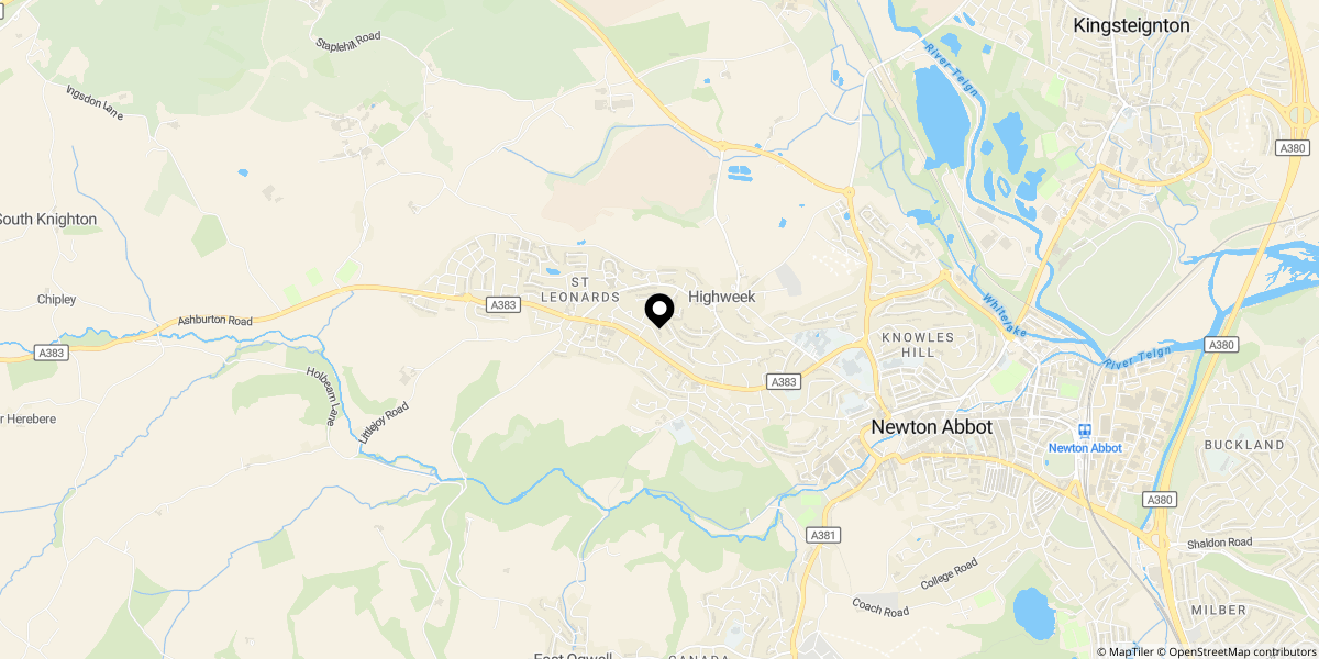 Approximate location of Applegarth Avenue, Newton Abbot, TQ12 1RY