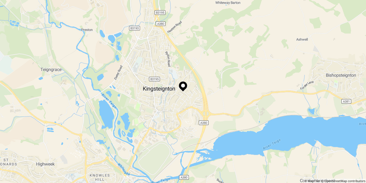 Approximate location of Nursery Road, Kingsteignton, Newton Abbot, TQ12 3BS