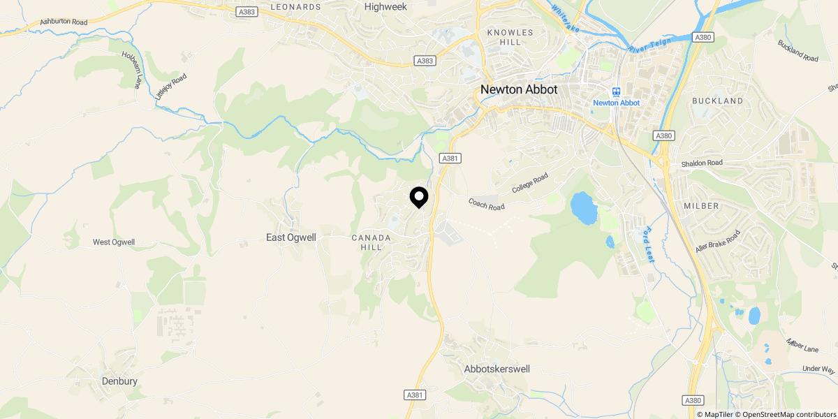 Approximate location of Larksmead Way, Ogwell, Newton Abbot, TQ12 6BT