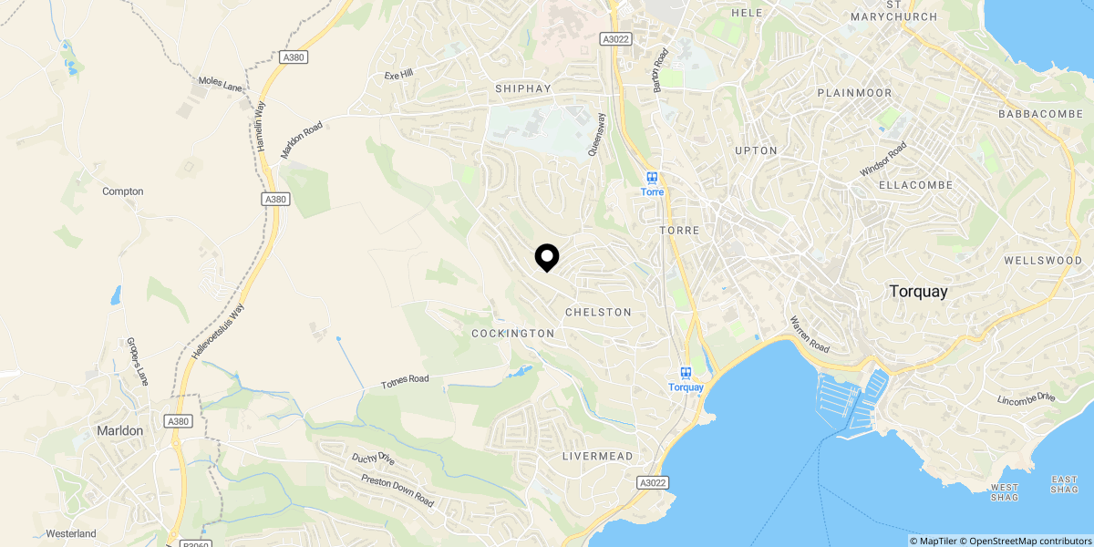 Approximate location of Sherwell Rise South, Torquay, TQ2 6NE
