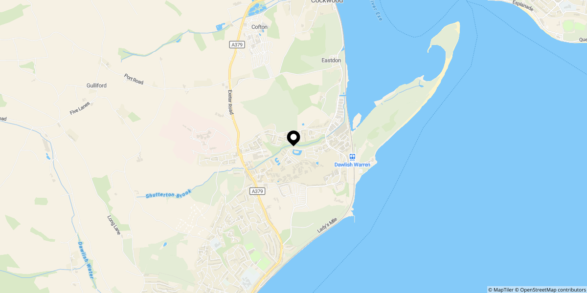 Approximate location of Shutterton Lane, Dawlish Warren