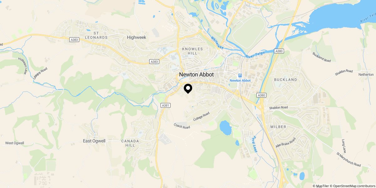 Approximate location of Gothic Road, Newton Abbot, TQ12 1LD