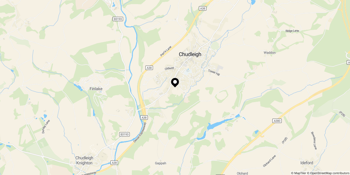 Approximate location of Palace Meadow, Chudleigh, Newton Abbot, TQ13 0PJ