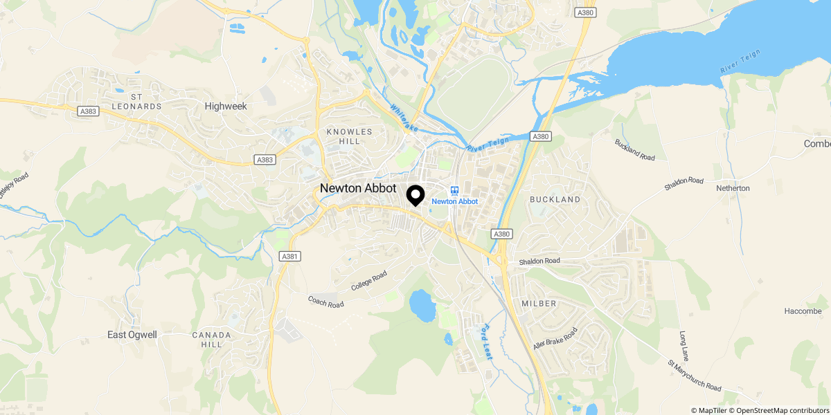 Approximate location of Mount Pleasant Road, Newton Abbot, TQ12 1AS