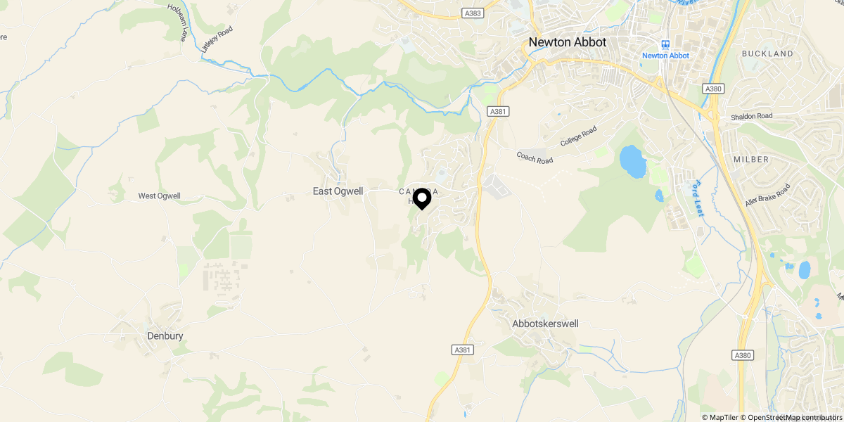 Approximate location of Luxton Road, Ogwell, Newton Abbot, TQ12 