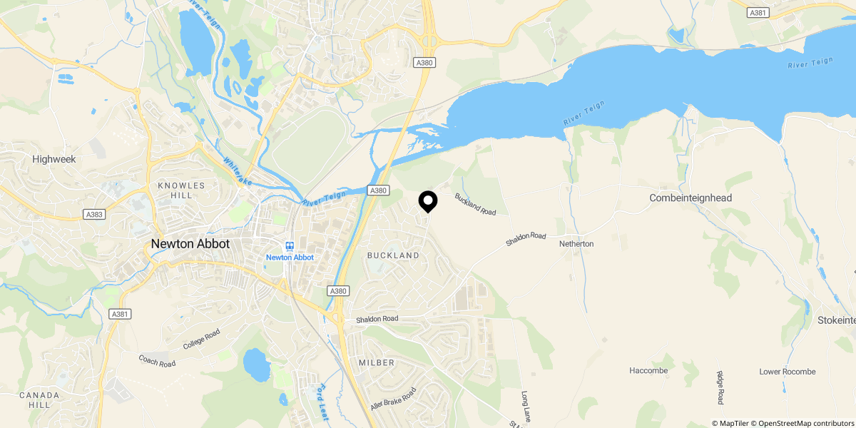 Approximate location of Capra Close, Newton Abbot