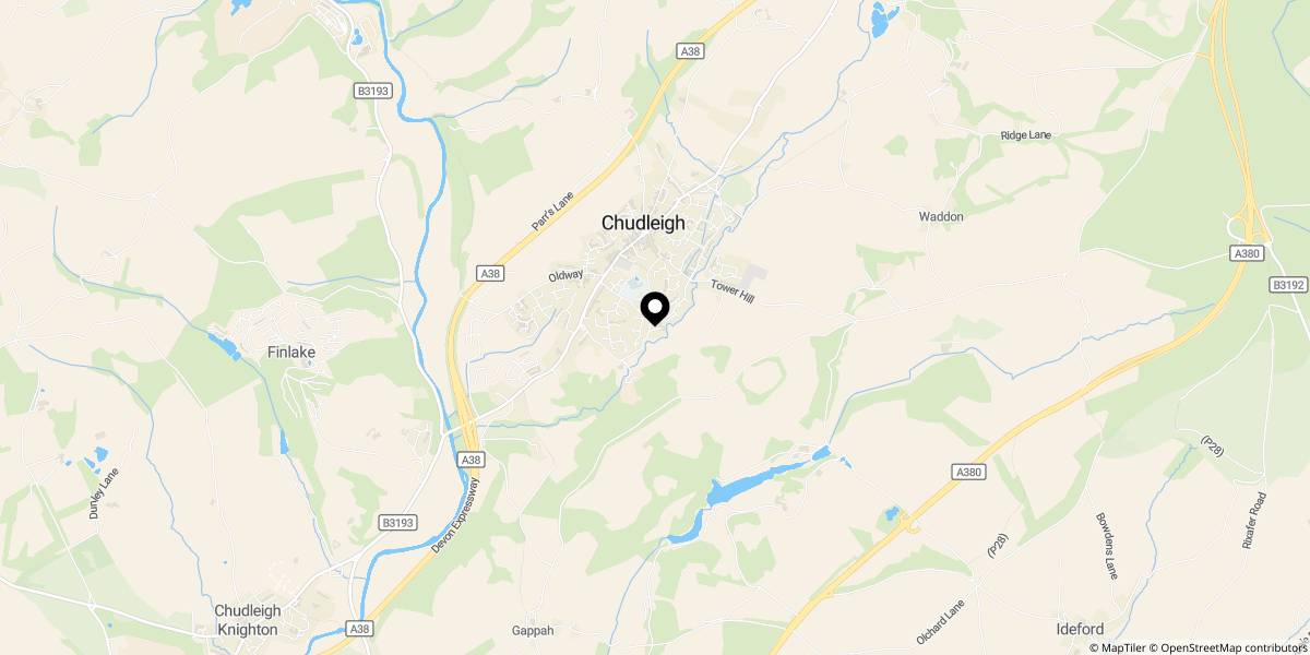 Approximate location of Lawn Drive, Chudleigh