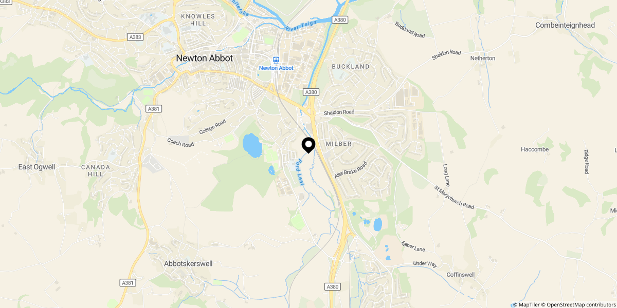 Approximate location of West Mount, Newton Abbot